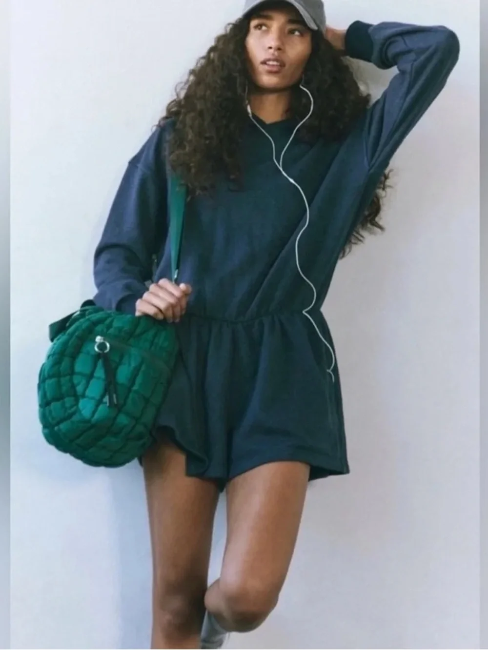 NWT Free People Such a Flirt Navy Romper with Hood
